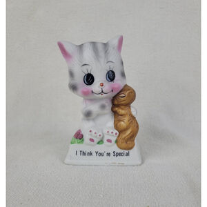 Vintage 1979 Russ Berrie Co.Ceramic Cat Kitten I Think You're Special Figurine
